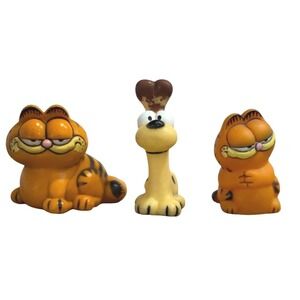Vintage Garfield and Odie PVC Mini Figures Set of 3 Collectible Toys 1980s